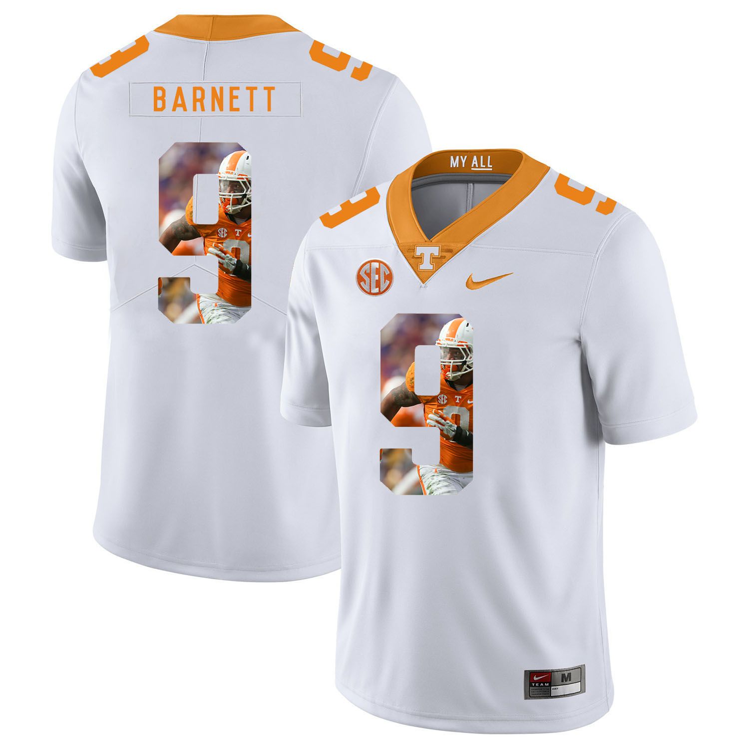 Men Tennessee Volunteers 9 Barnett White Fashion Edition Customized NCAA Jerseys